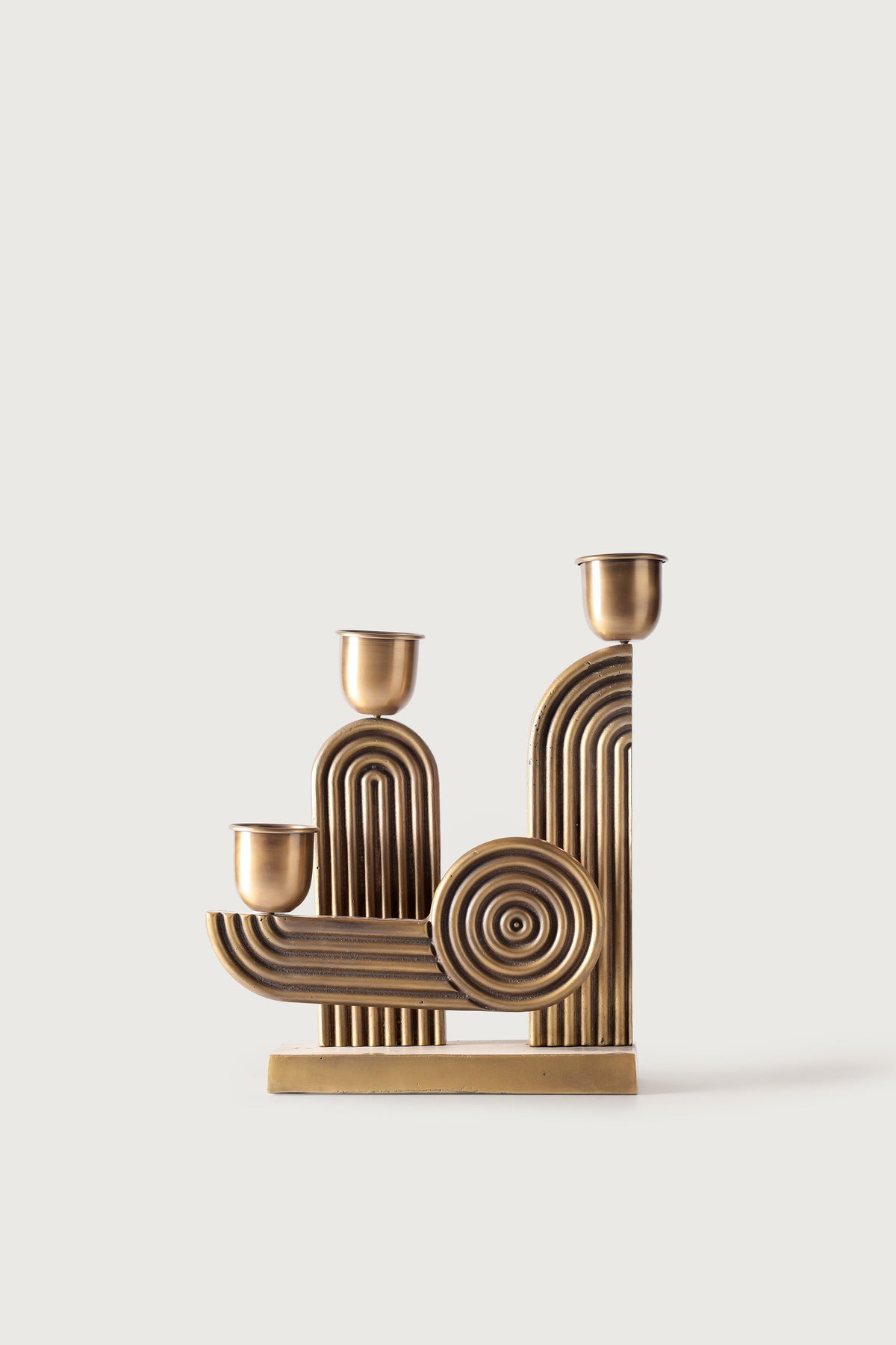 Geometric Brass Candelabra (One Piece) — Bels & Pearl