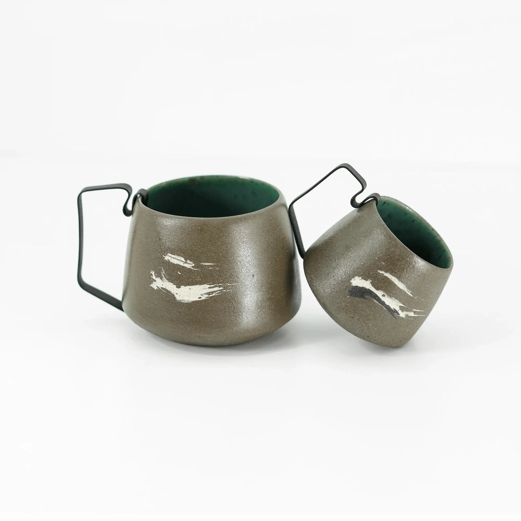 Hic Ceramics Stone Medium Stoneware Cup with Removable Stainless Steel Handle