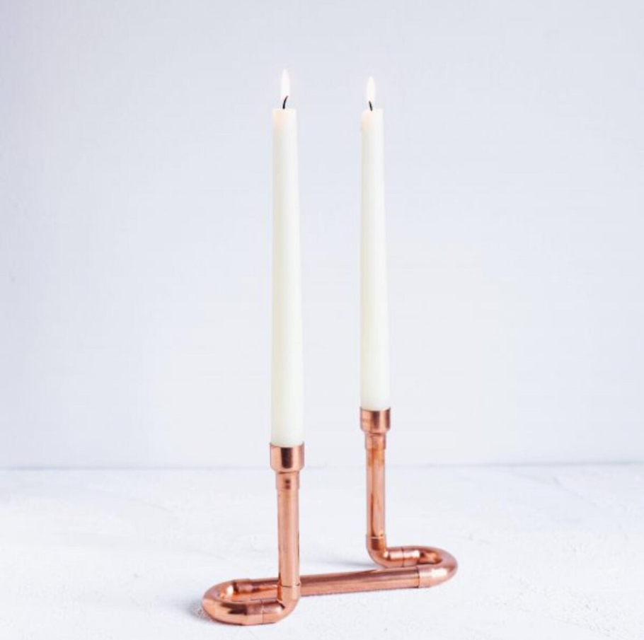 Handcrafted Copper Double Candle Holder - Handmade Copper Rustic Home Decoration