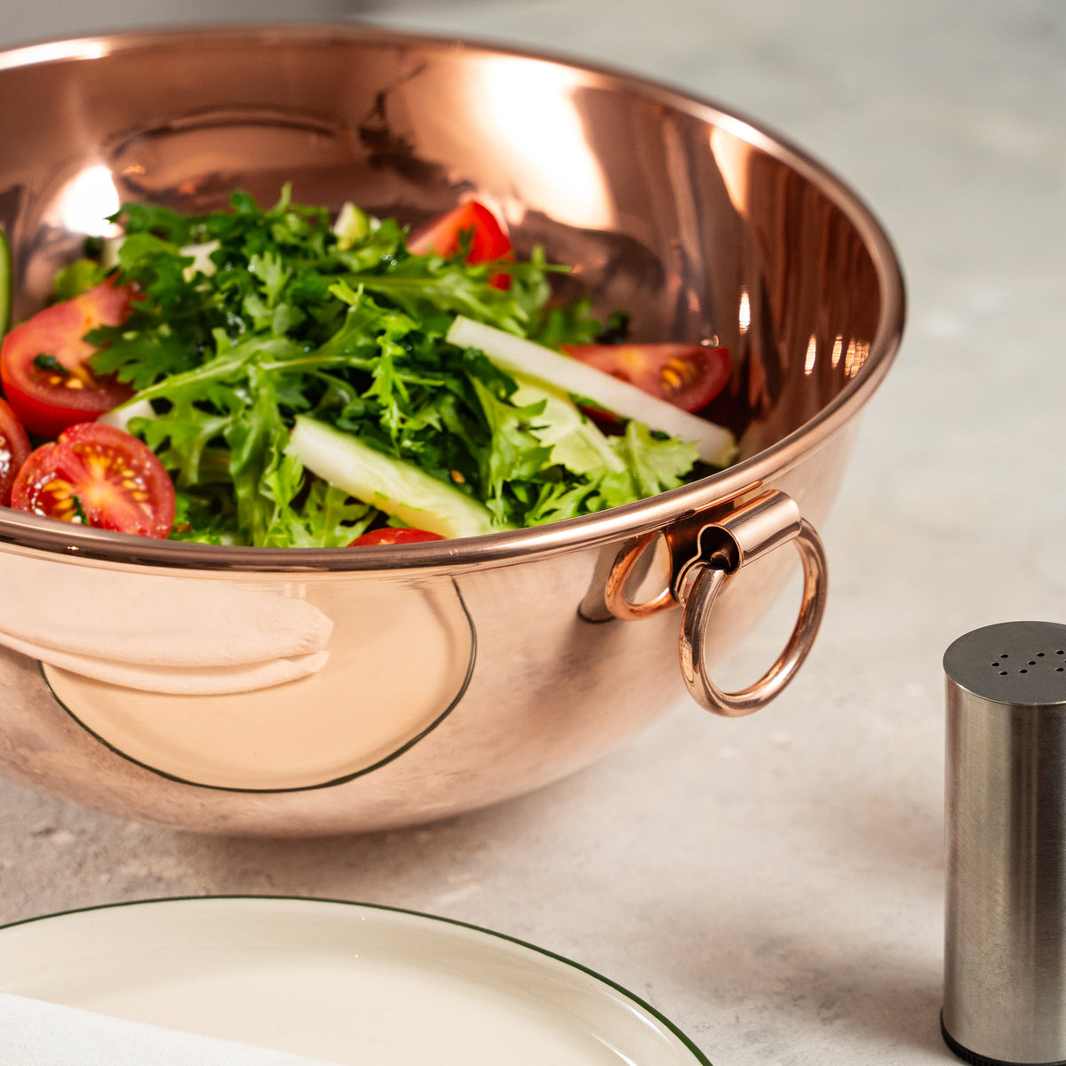 Handmade Copper Salad Bowl, 100% Solid Hammered Copper Serving Bowl – view 2