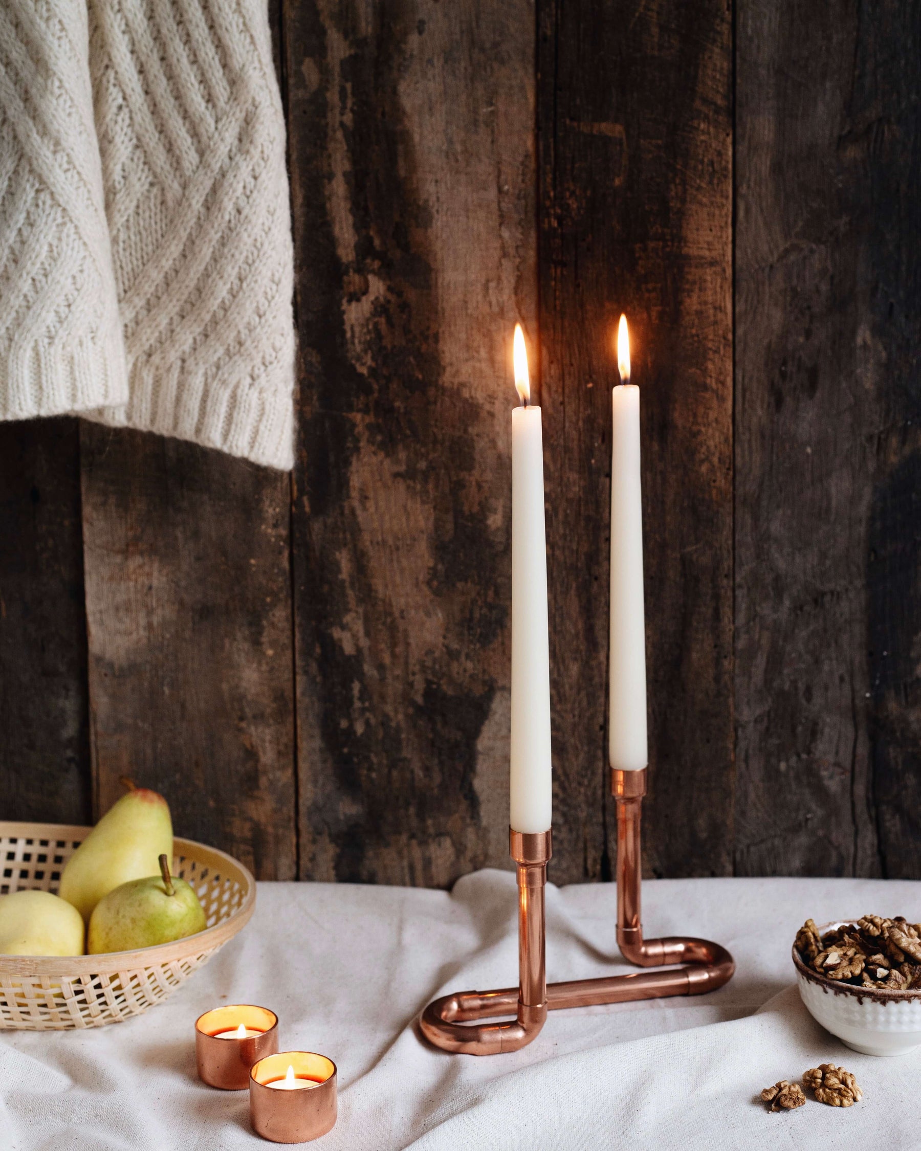 Handcrafted Copper Tealight Candle Holders – Set of 3 – view 4