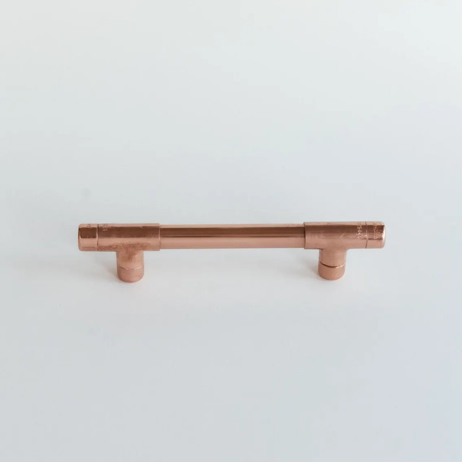 Industrial Copper Handle with Plate | Handmade Solid Copper Pull with Backp – view 3