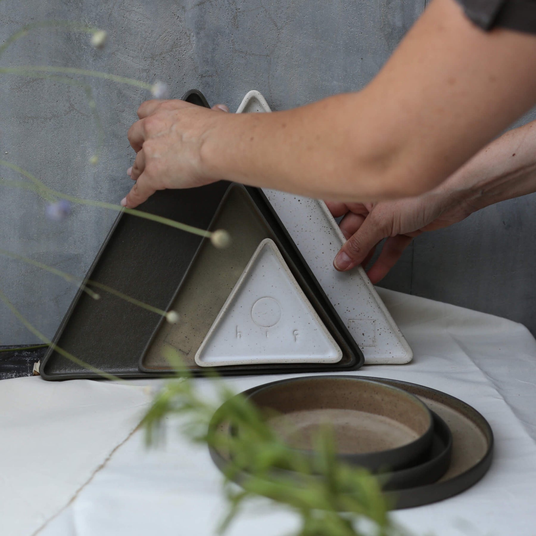 Hic Ceramics Large Triangle Plate — Handcrafted Stoneware Serving Plate