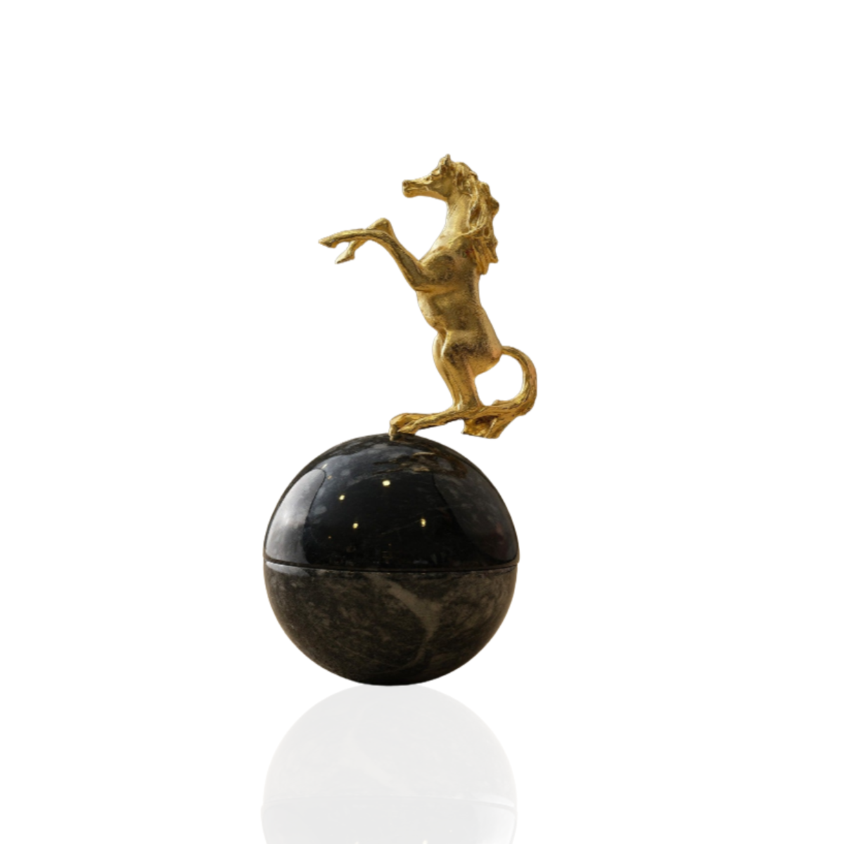 Rearing Horse Bonbonnière in Black Marble