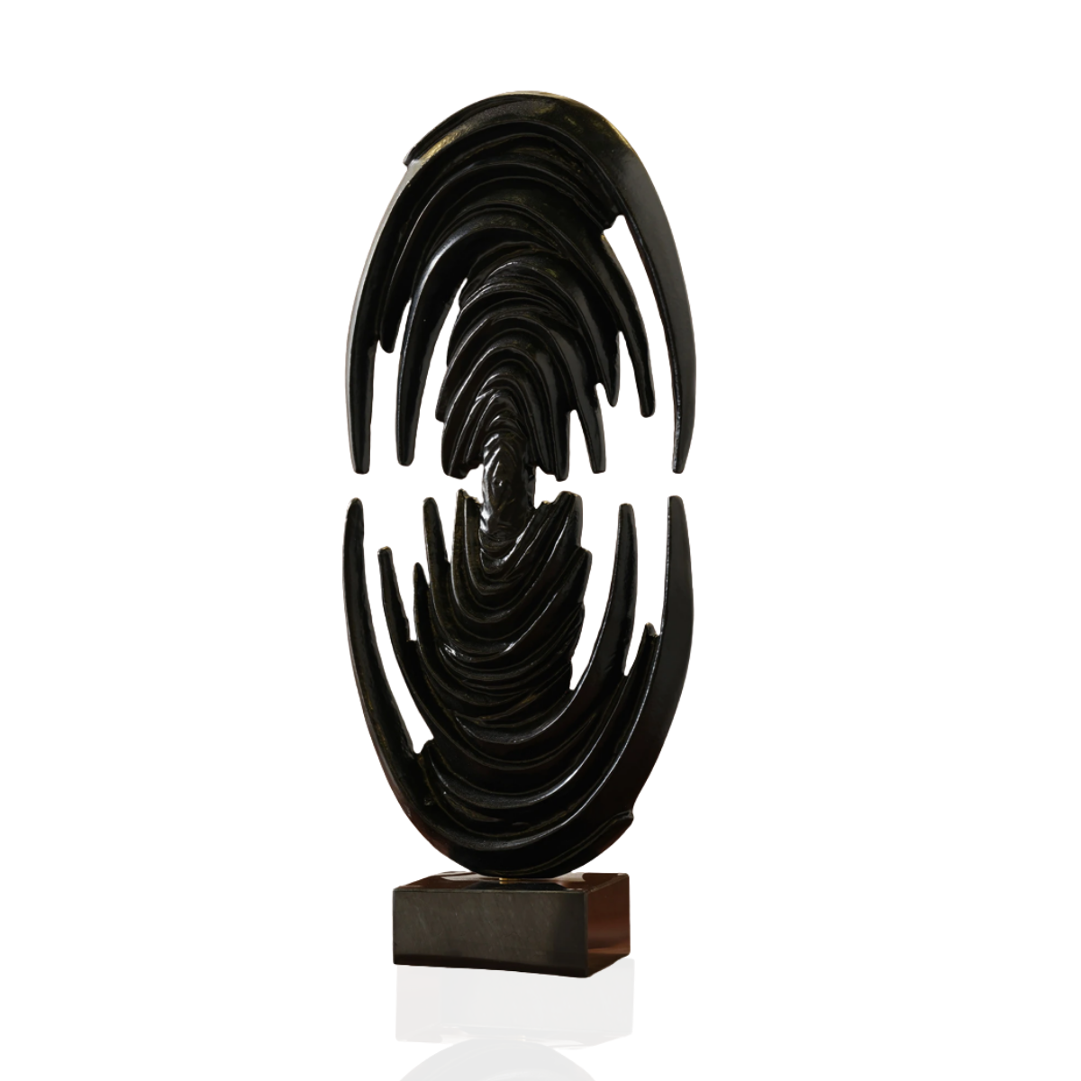 Glossy Black Brass Art Sculpture – Venus Form Statement Piece