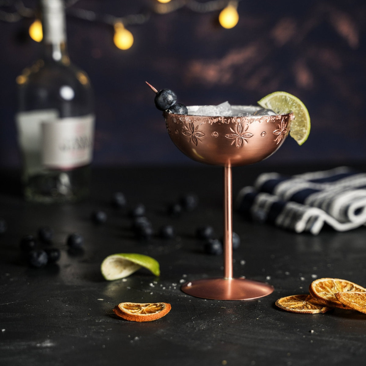 Handcrafted Copper Cocktail Goblet with Ethnic Patterns - Copper Glasses Collection - Alfiq's Store
