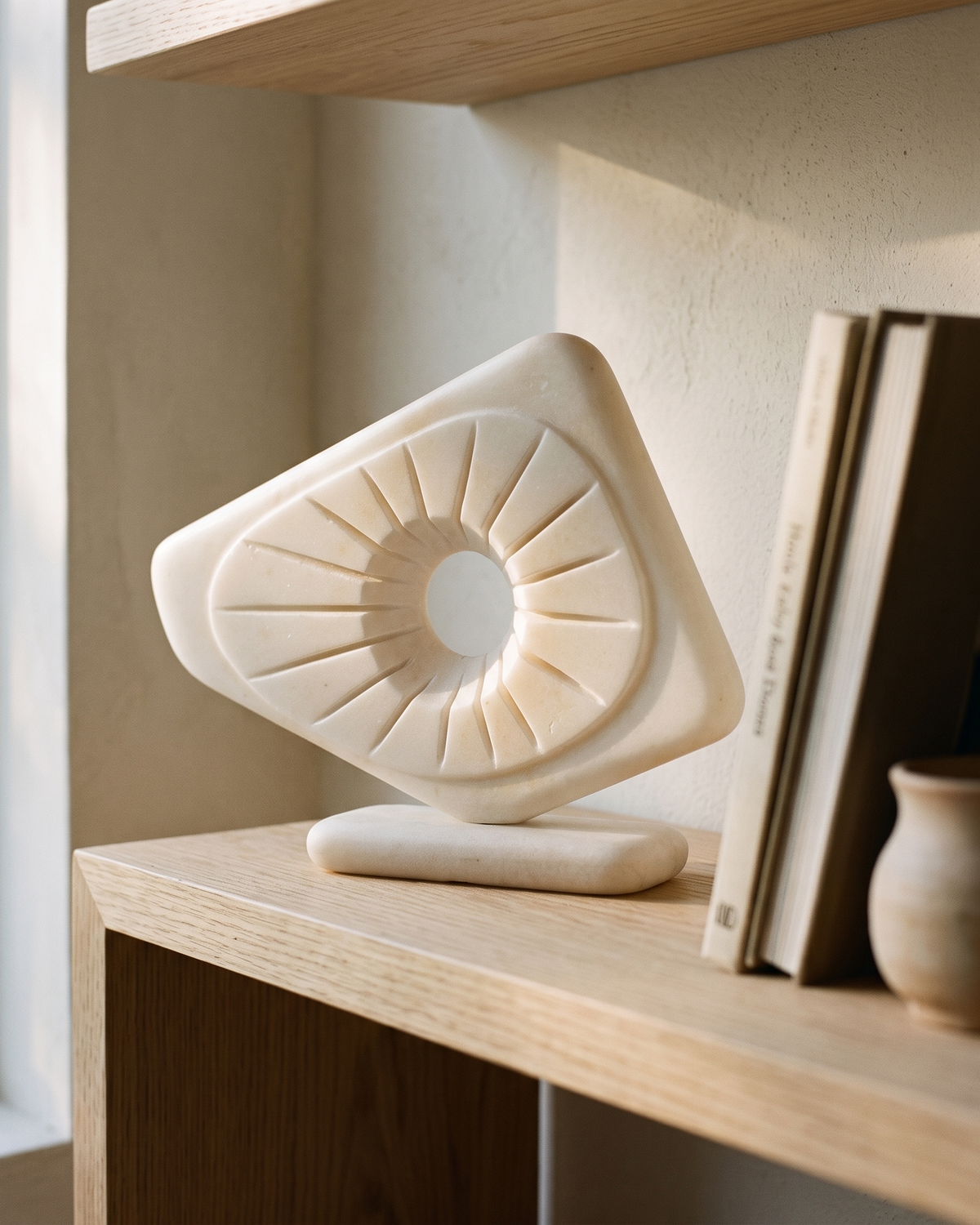Abstract Marble Decorative Object styled in a warm interior setting