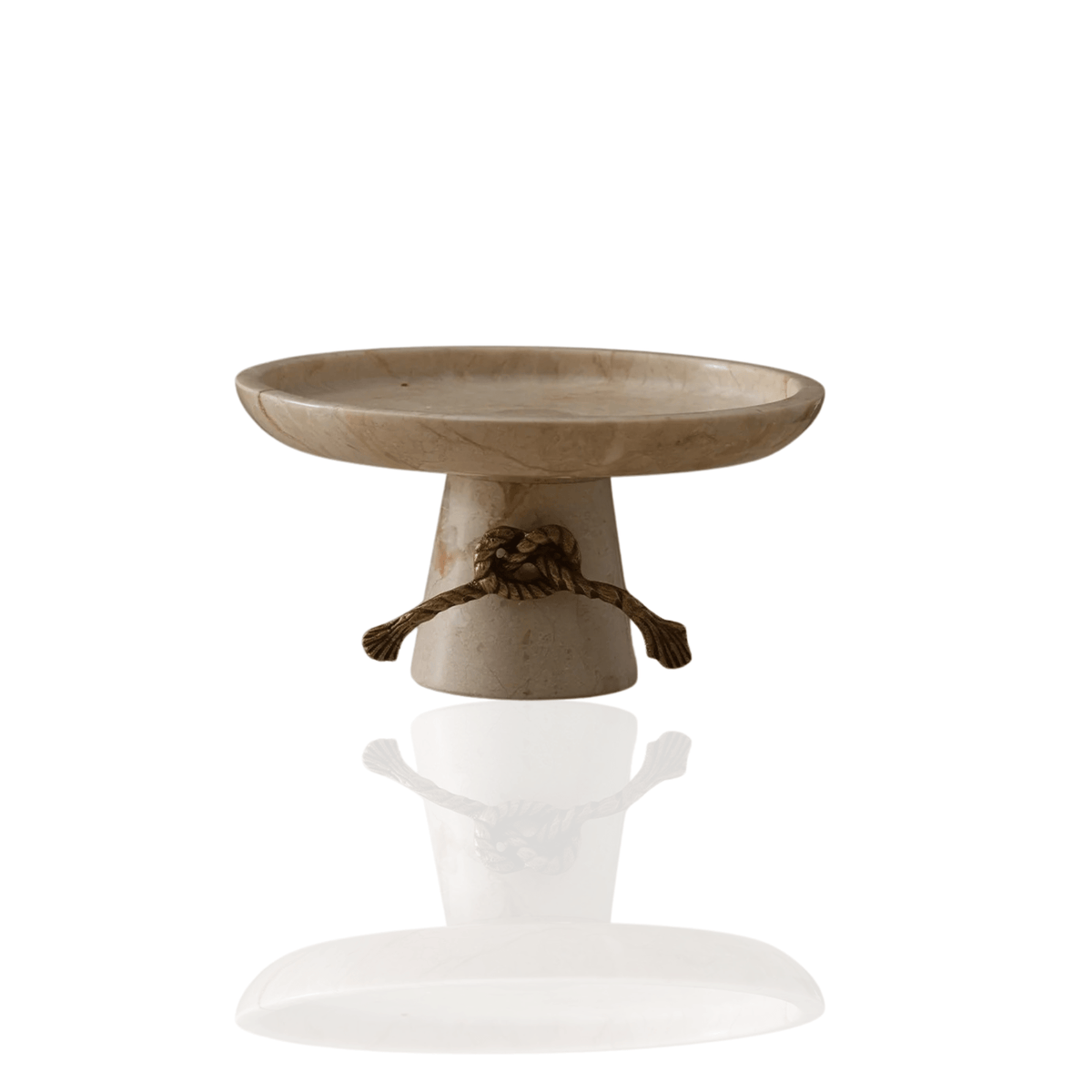 Beige Marble Pedestal Serving Stand With Rope Accent - Alfiq's Store