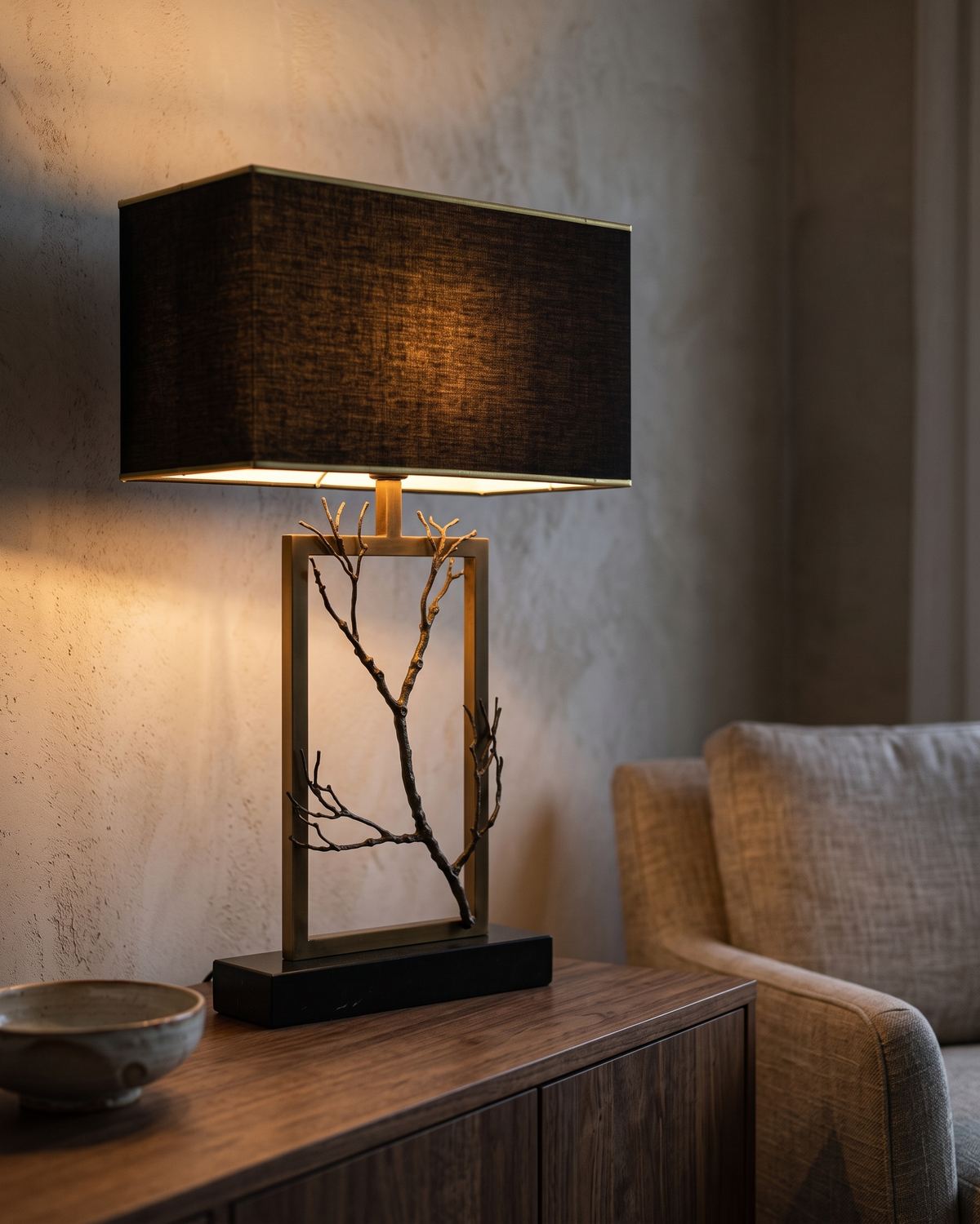 Branches Table Lamp styled in a warm interior setting