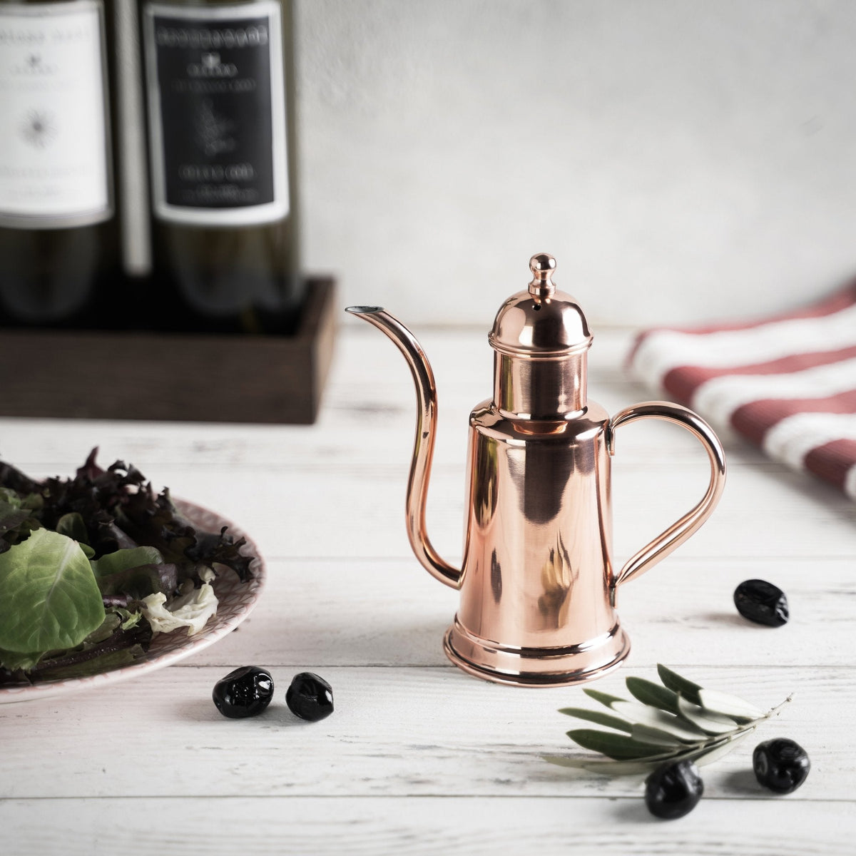 Handmade Copper Olive Oil Dispenser – Drip - Free Pourer for Kitchen & Dining (500ml) - Alfiq's Store