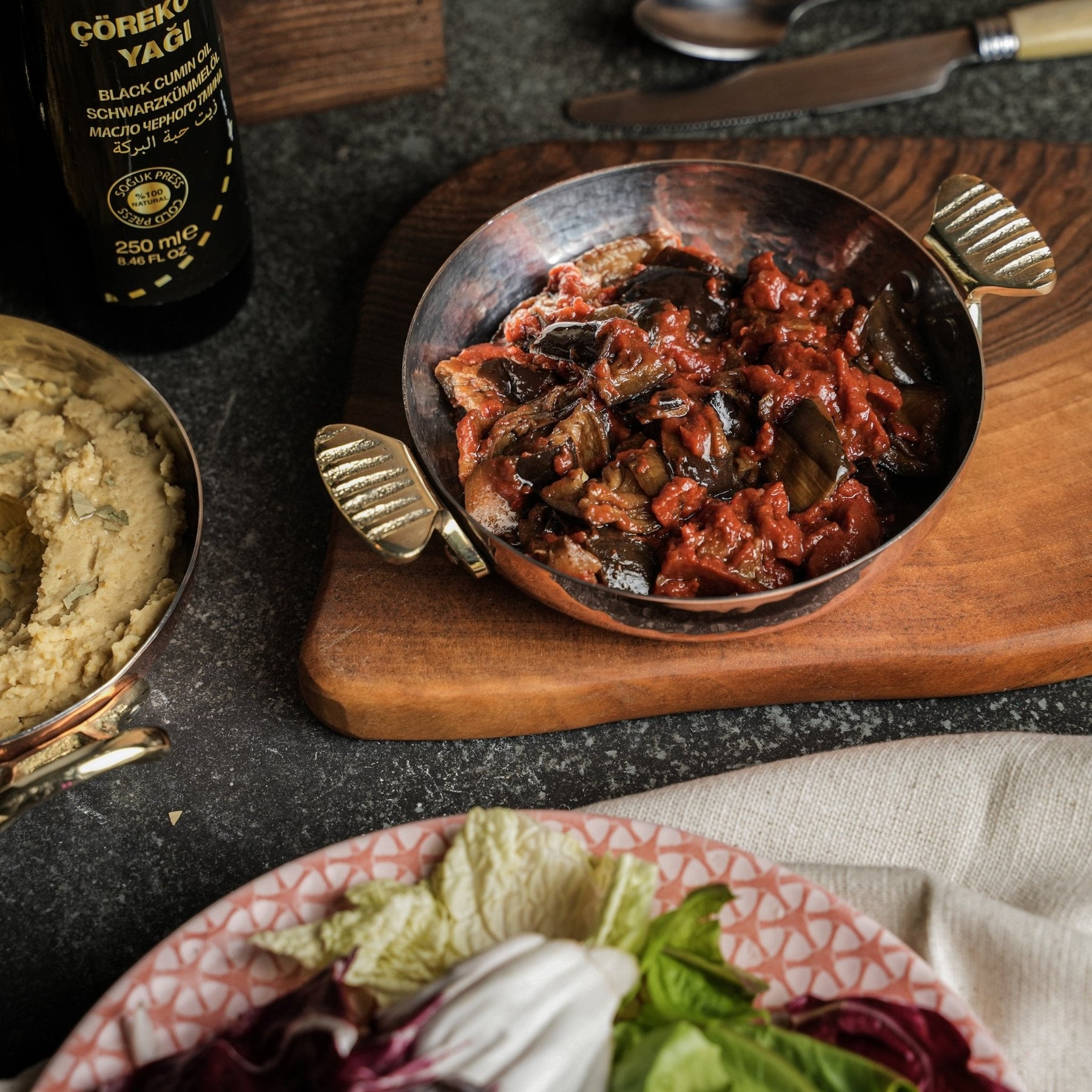 Handcrafted Copper Pan with Fish - Shaped Brass Handles – Traditional Turkish Sahan - Alfiq's Store