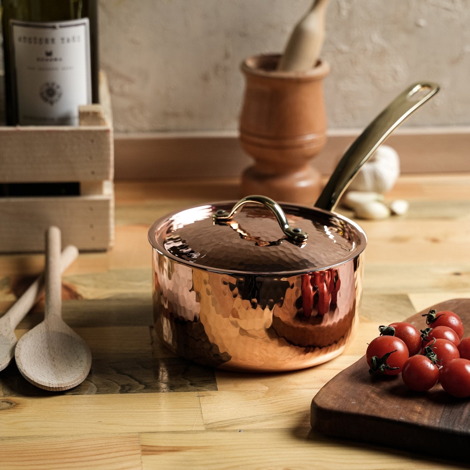 Handmade Copper Saucepan with Lid – Premium Cookware for Gourmet Cooking (2.5L) - Alfiq's Store