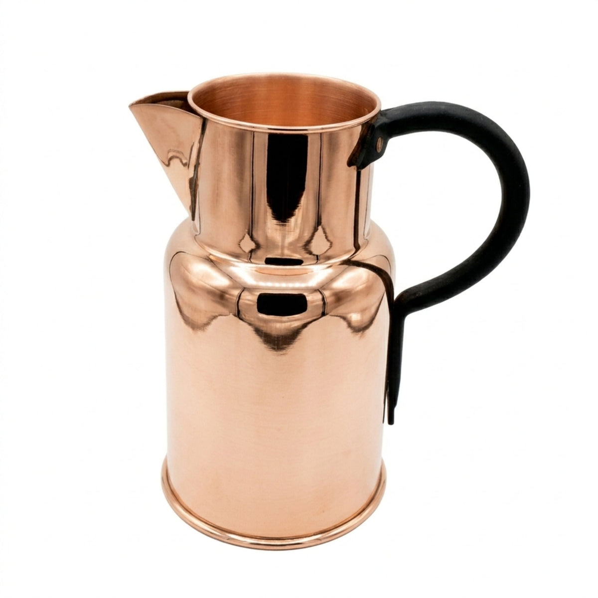 Handmade Solid Copper Water Pitcher – Vintage Farmhouse Jug with Black Hand – view 4