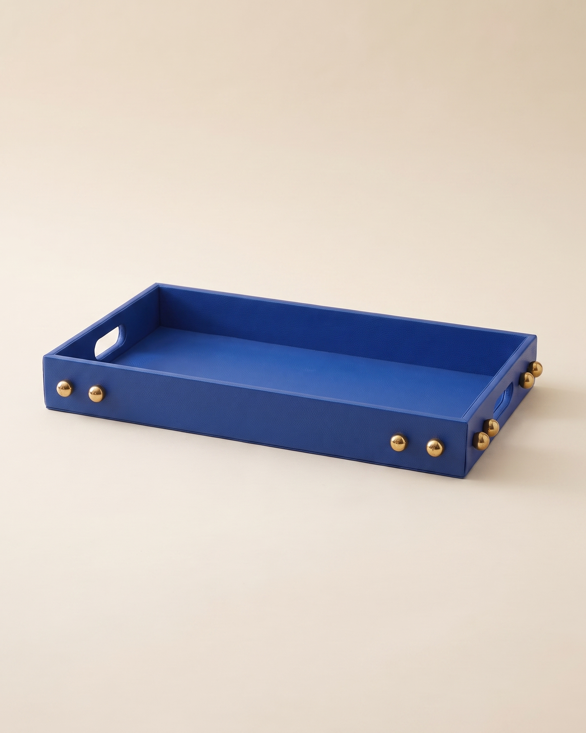 Electric Blue Studded Tray - studio view on ivory background