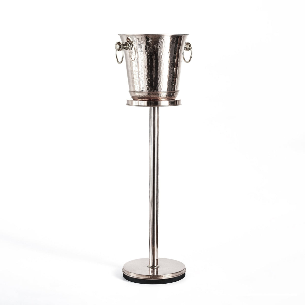 Handcrafted Chrome - Plated Copper Champagne & Wine Ice Bucket with Stand – Elegant Beverage Cooler - Alfiq's Store