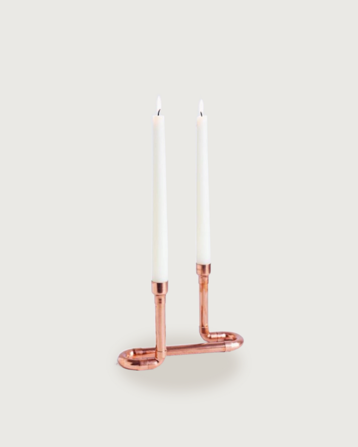 Double Taper Candle Holder – 100% Solid Copper, Handcrafted Polished Finish