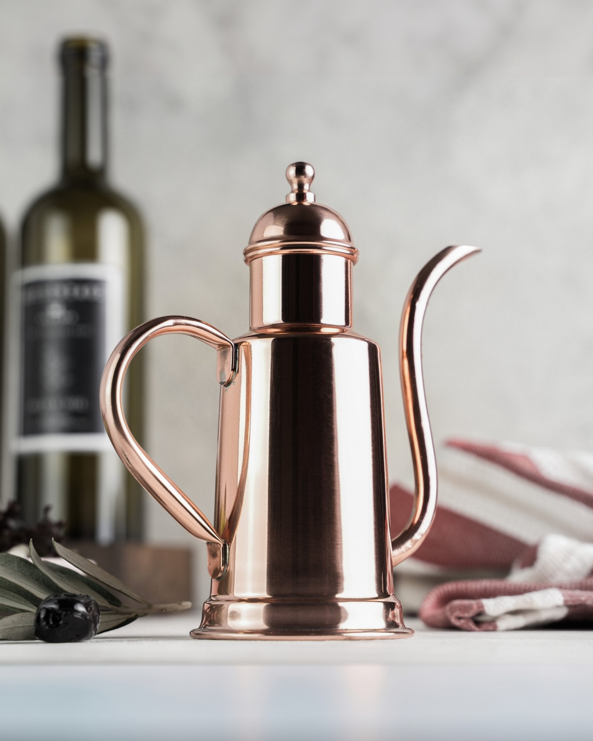 Handmade Copper Olive Oil Dispenser – Drip - Free Pourer for Kitchen & Dining (500ml) - Alfiq's Store