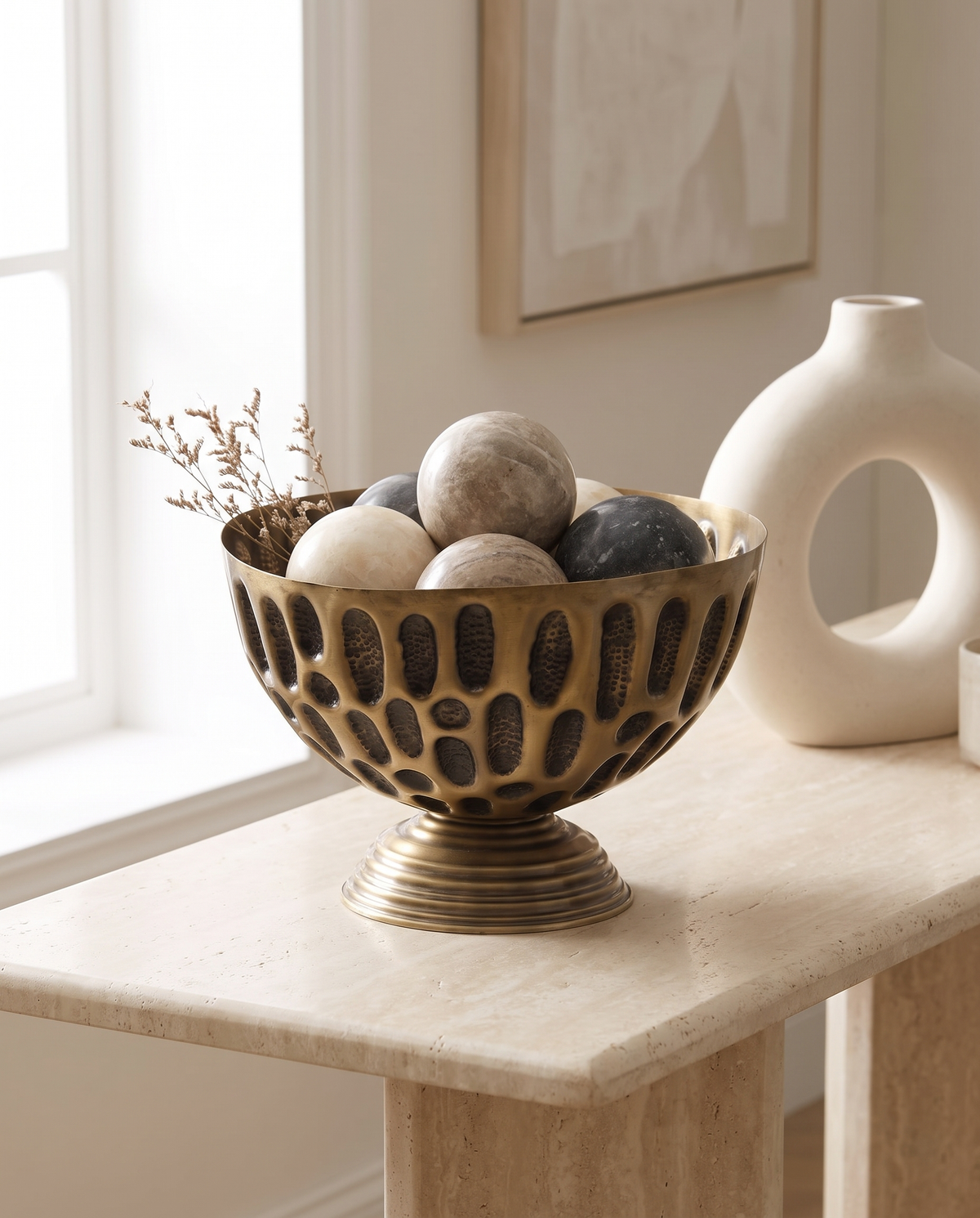 Embossed Brass Bowl – Textured Elegance