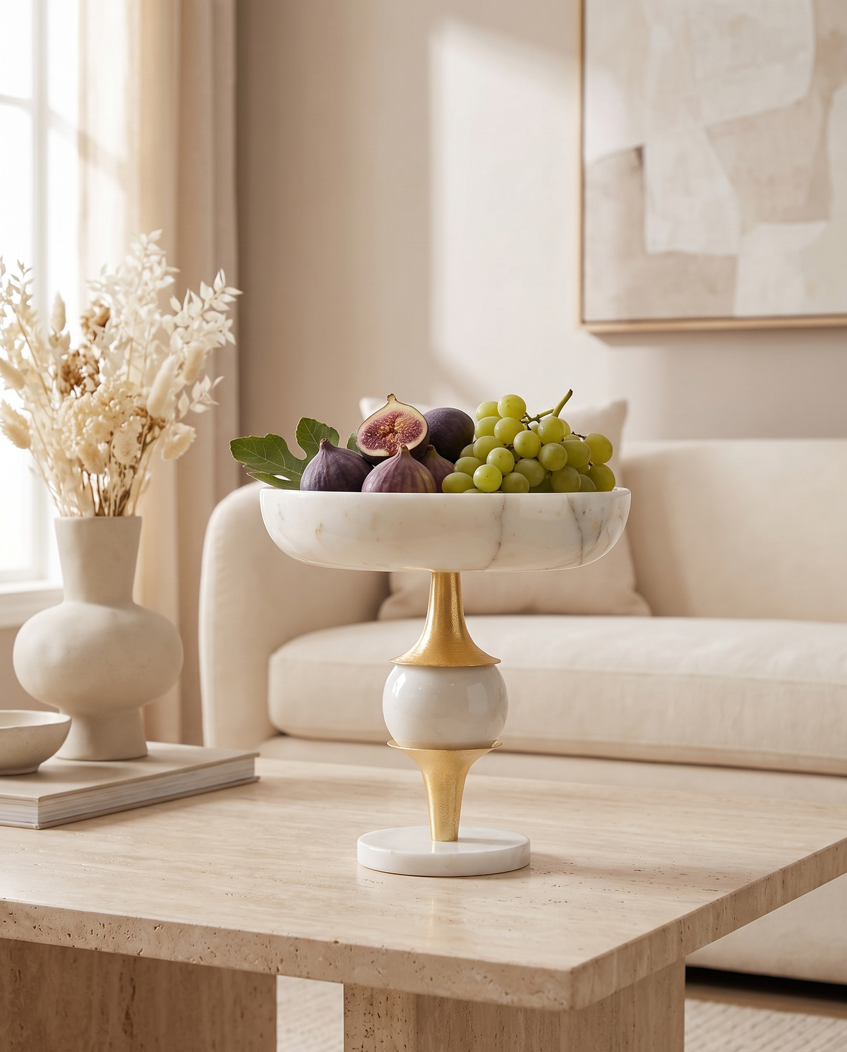 XL Elevated Marble & Brass Bowl