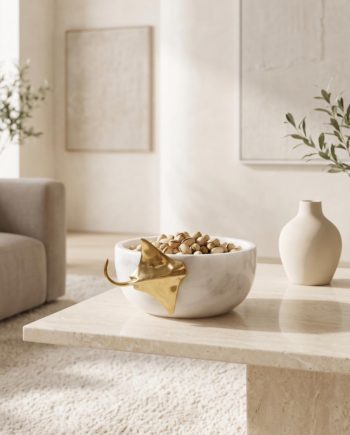 Marble Bowl with Golden Stingray Accent