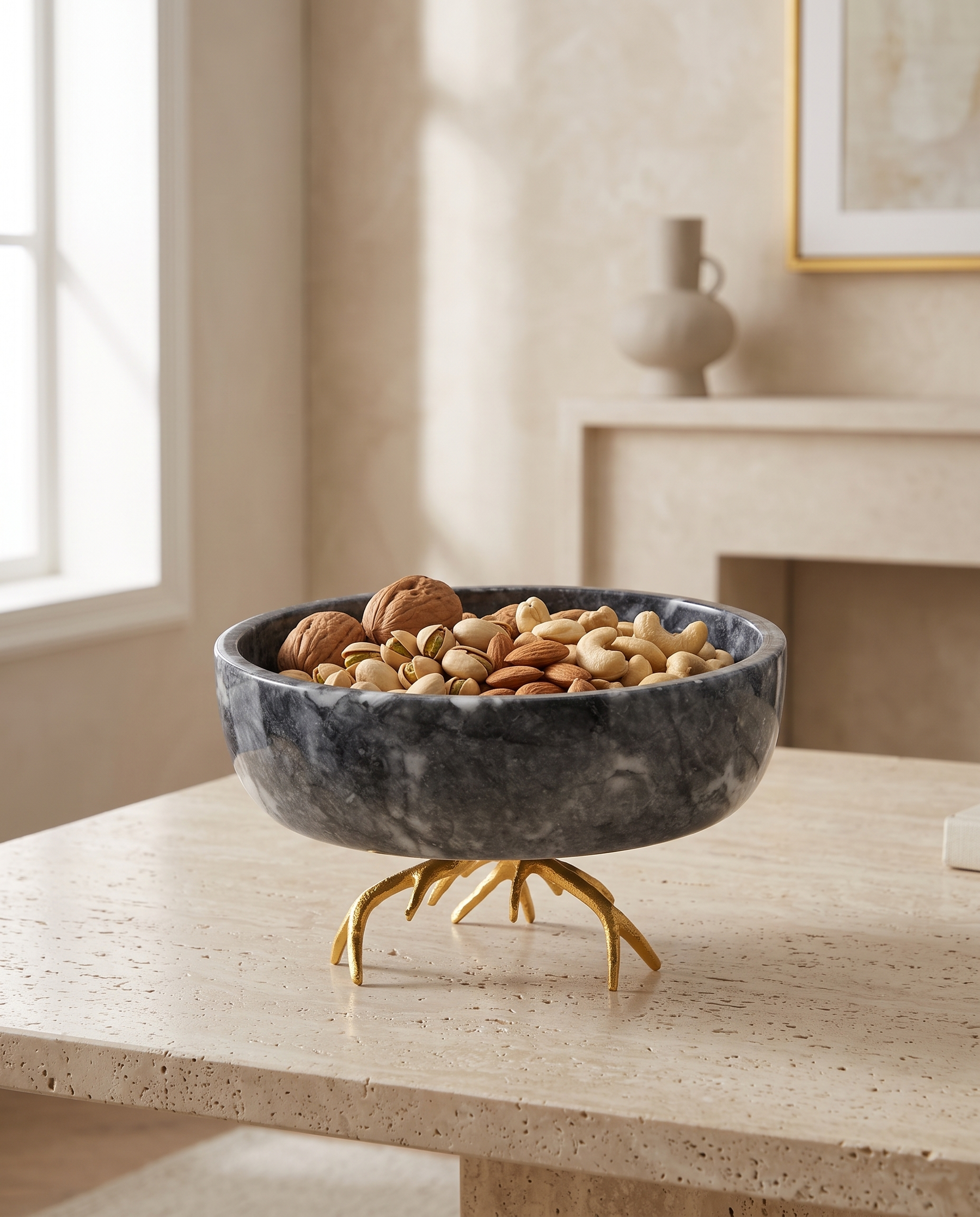 Bowl on Brass Horn Base