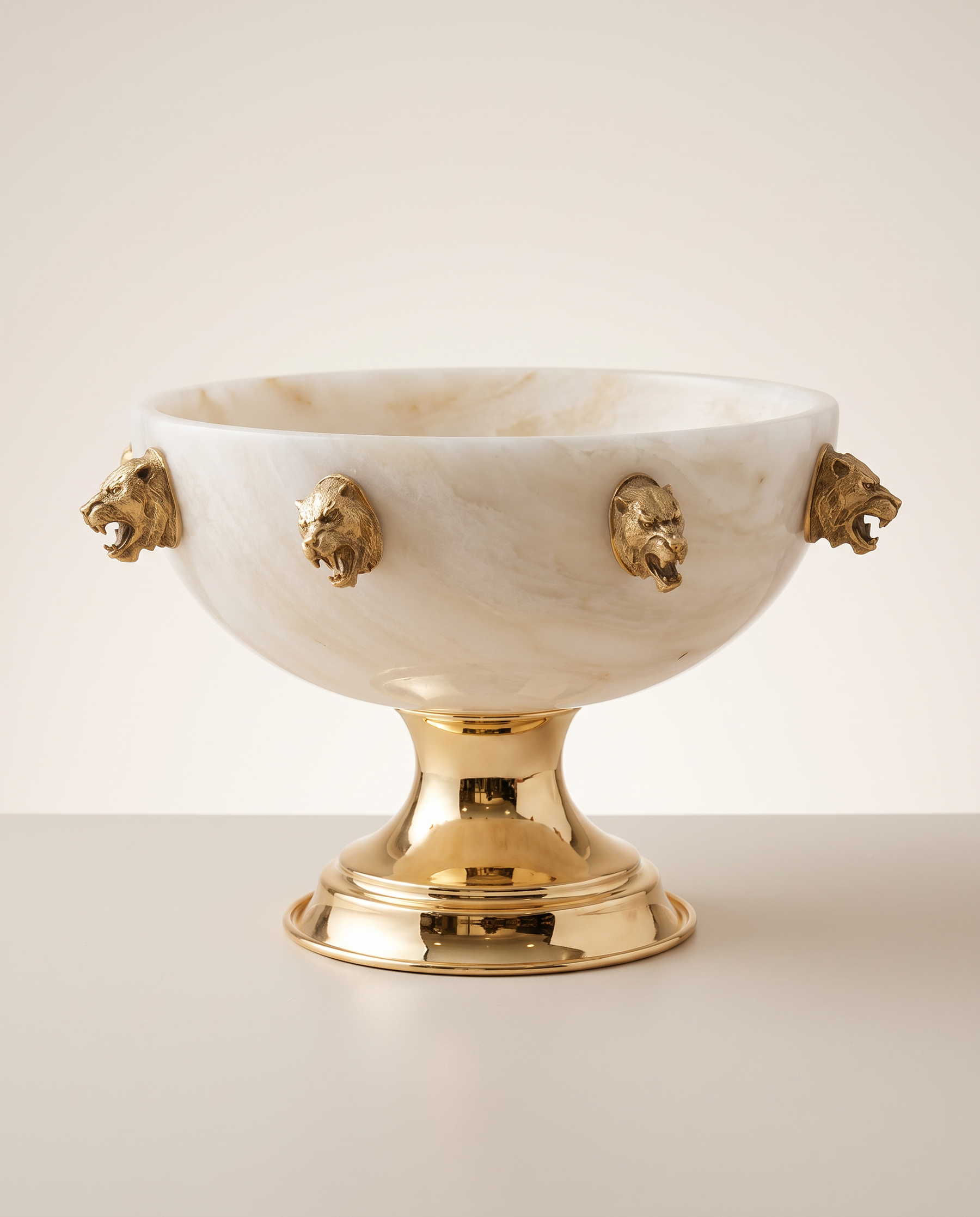 Bowl with Multiple Tigers — White