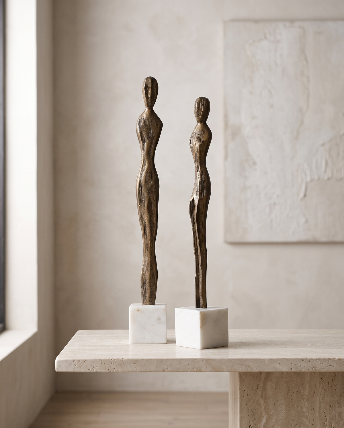 Brass Human Figure Decorative Object Set of 2 Size