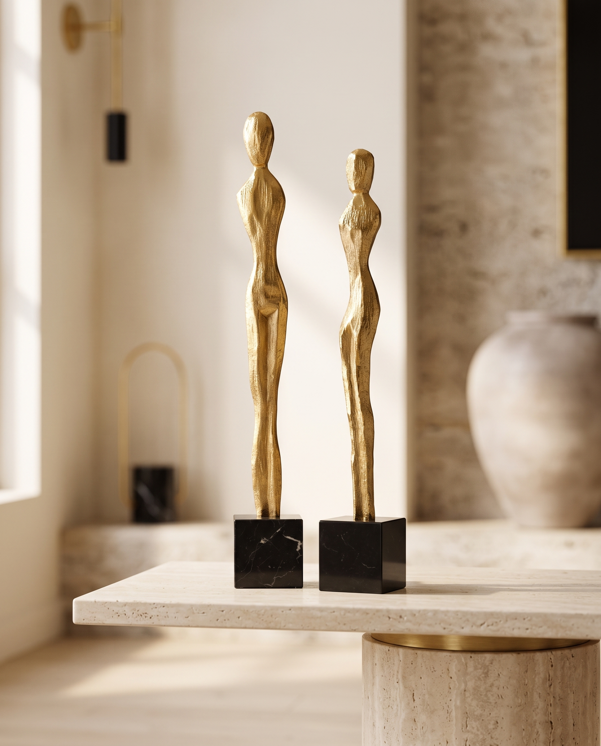 Brass Human Figure Decorative Object Set of 2 Size