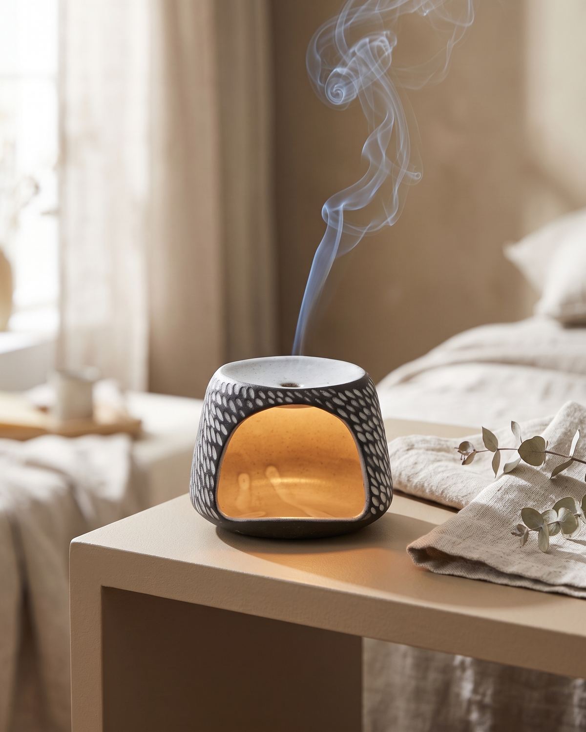 Hic Ceramics Stone Handcrafted Stoneware Censer — styled in use