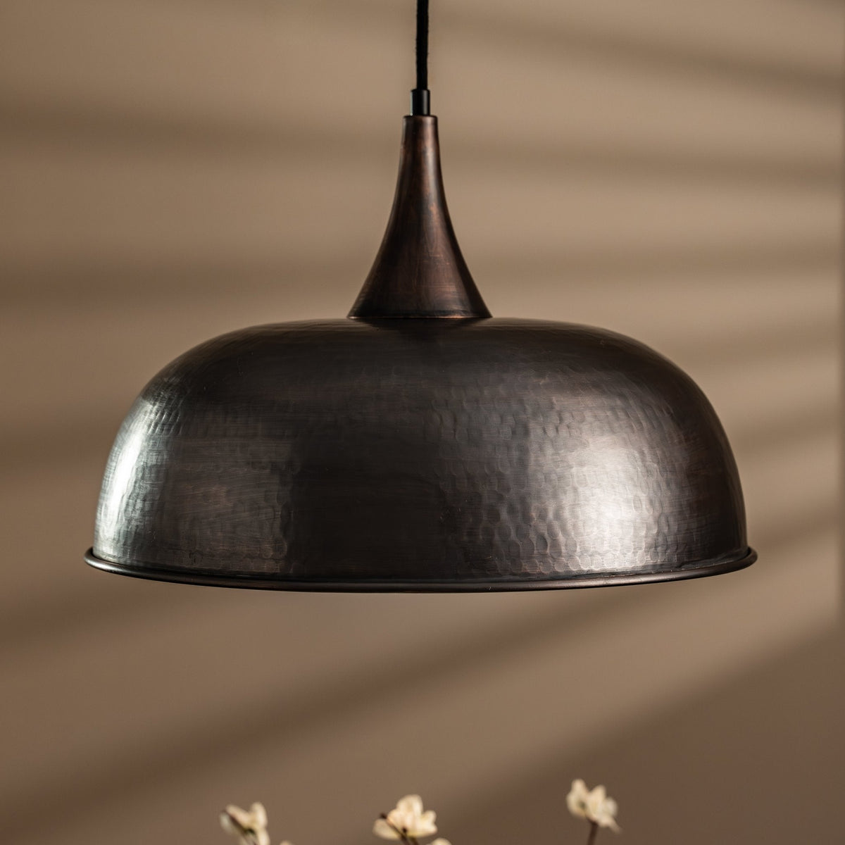 Handmade Dark Copper Dome Pendant Light with Customizable Accessories - Alfiq's Store