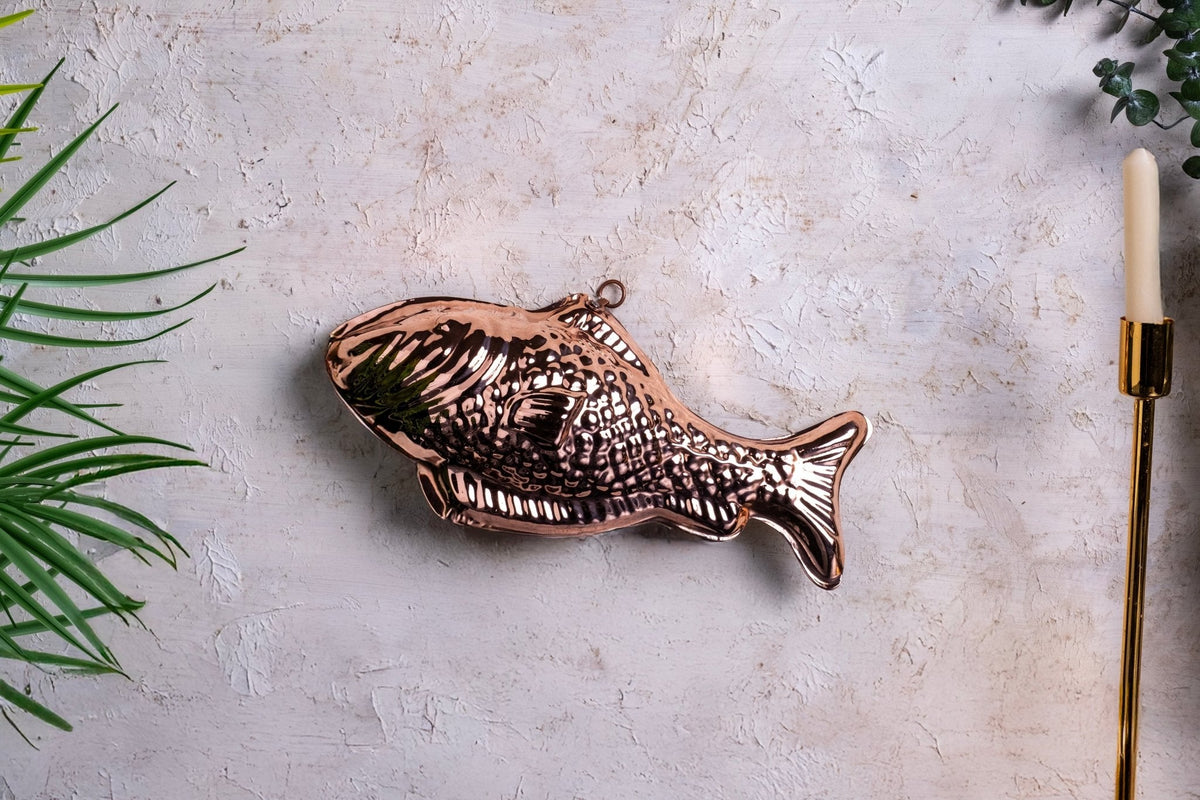 Handcrafted Pure Copper Fish - Shaped Cake Mold, Unique Baking Mold & Kitchen Wall Decor - Alfiq's Store