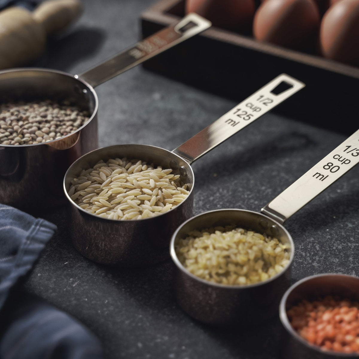 Handmade Solid Copper Measuring Cups – Set of Four with Engraved Measurements - Alfiq's Store