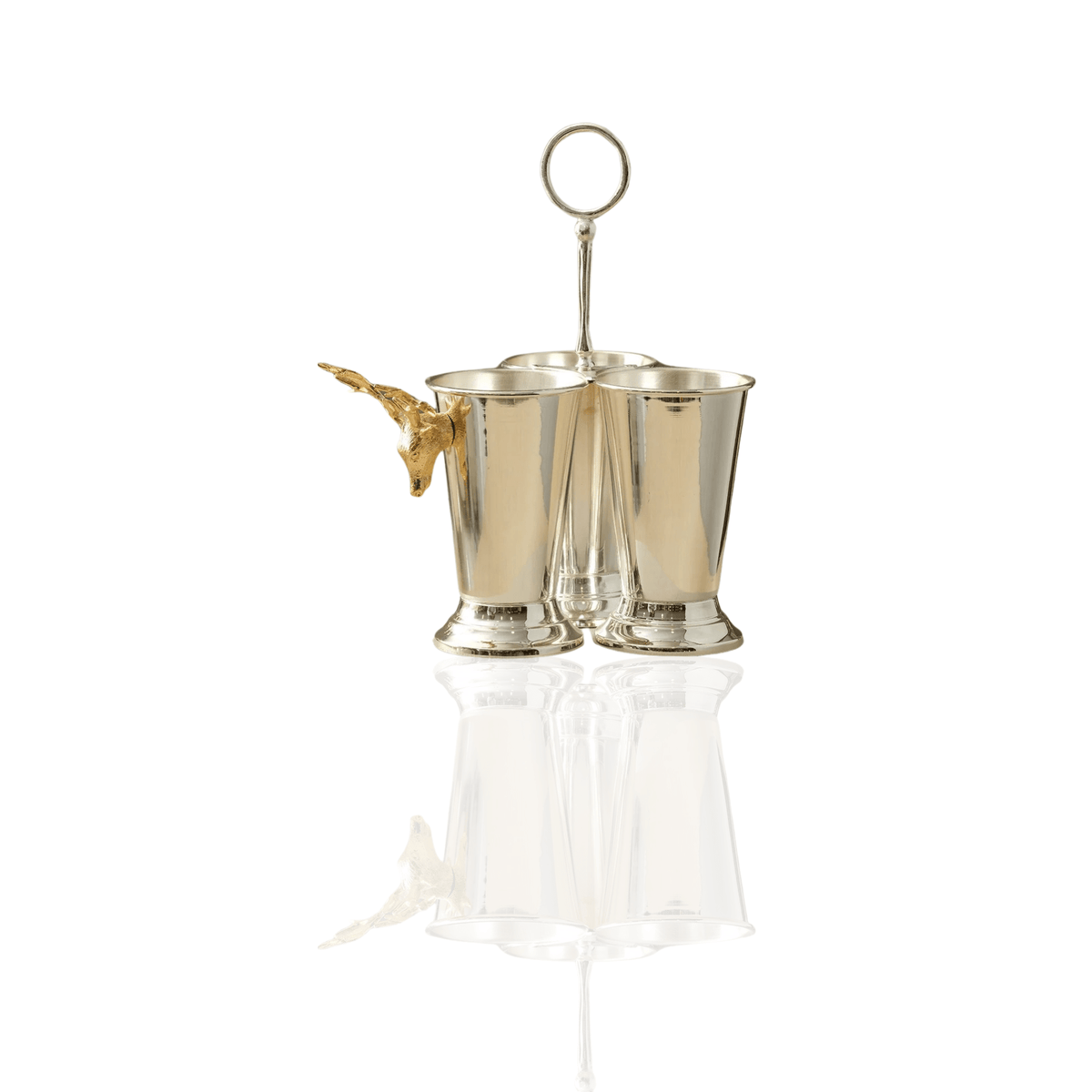 Silver Triple Cup Cutlery Holder With Gold Deer Detail - Alfiq's Store