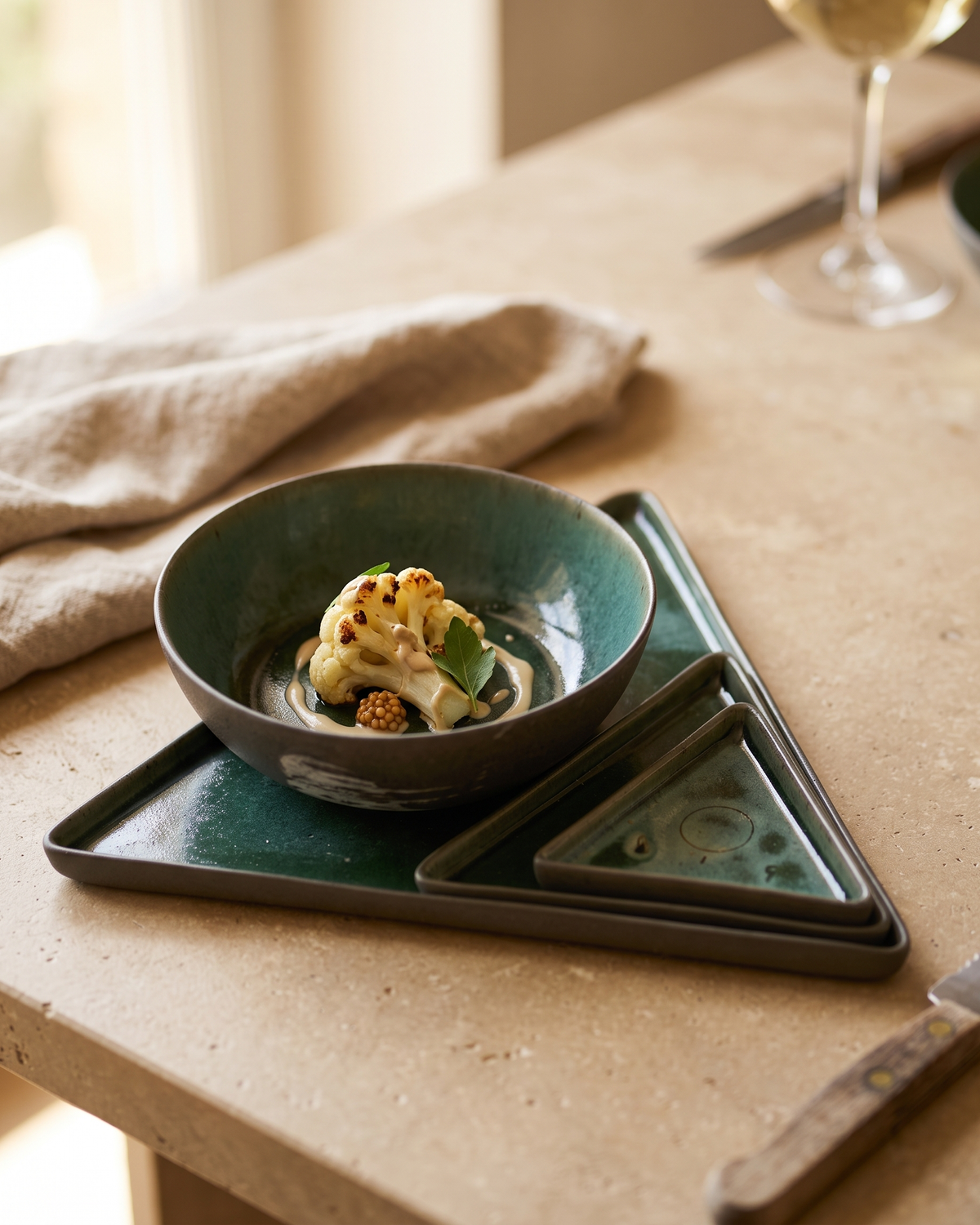 Hic Ceramics Small Triangle Plate — styled in use