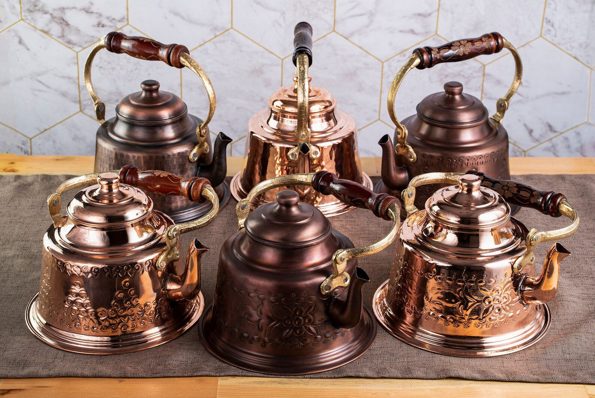 Handmade Engraved Copper Solid Copper Teapot Stovetop, 1.6 Quarts (1.5 Liter) - Alfiq's Store