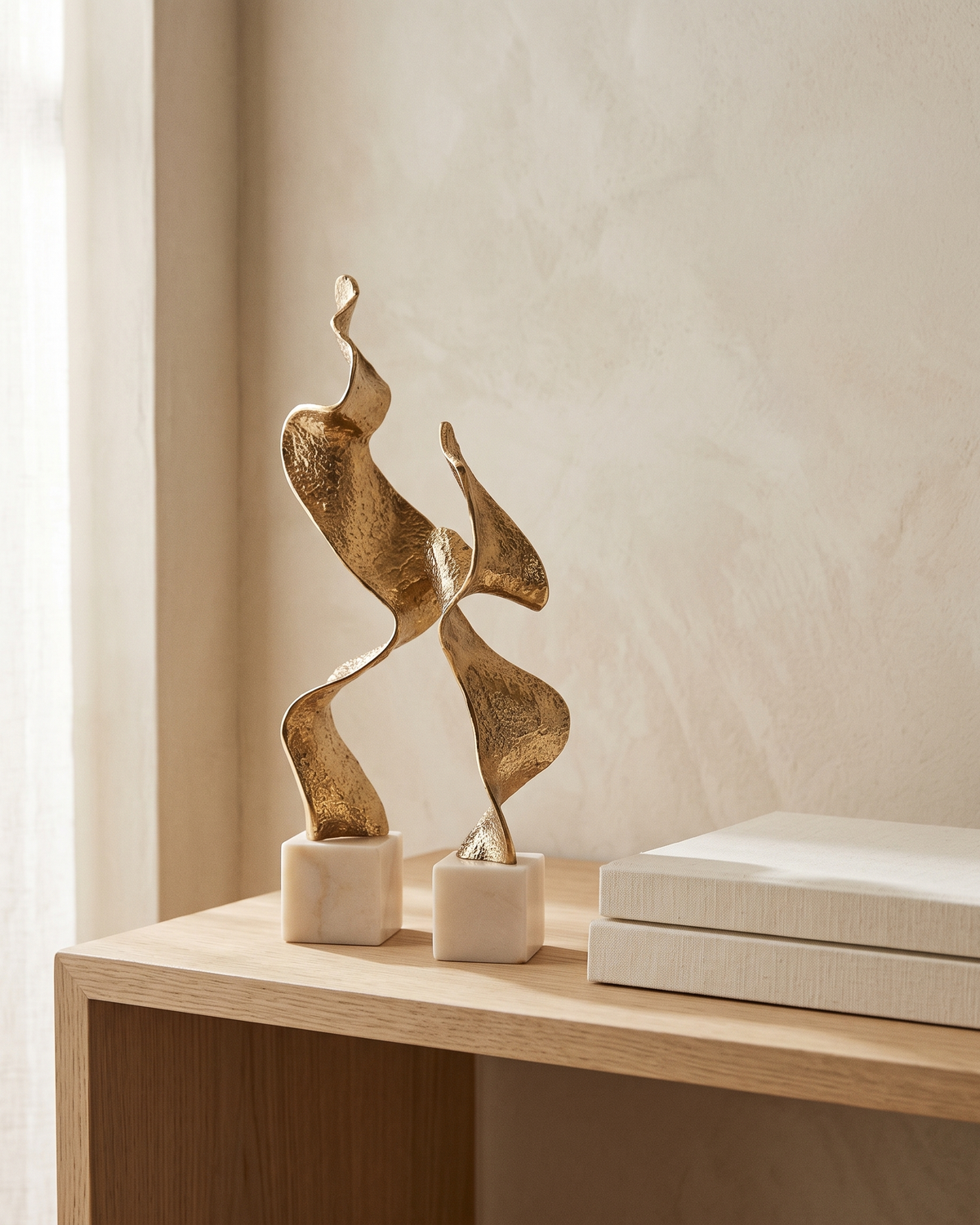 Vertical Ribbon Sculpture (Set of 2) — styled interior scene, Bels & Pearl