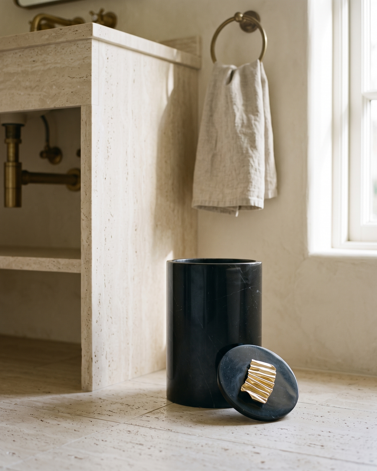 Waste Bin I styled in a warm interior setting
