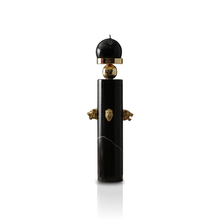 Black Marble Candle Holder with Brass Tiger Heads
