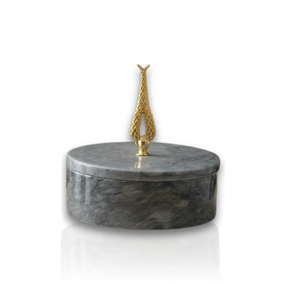 Grey Marble Box With Brass Hyacinth Detail