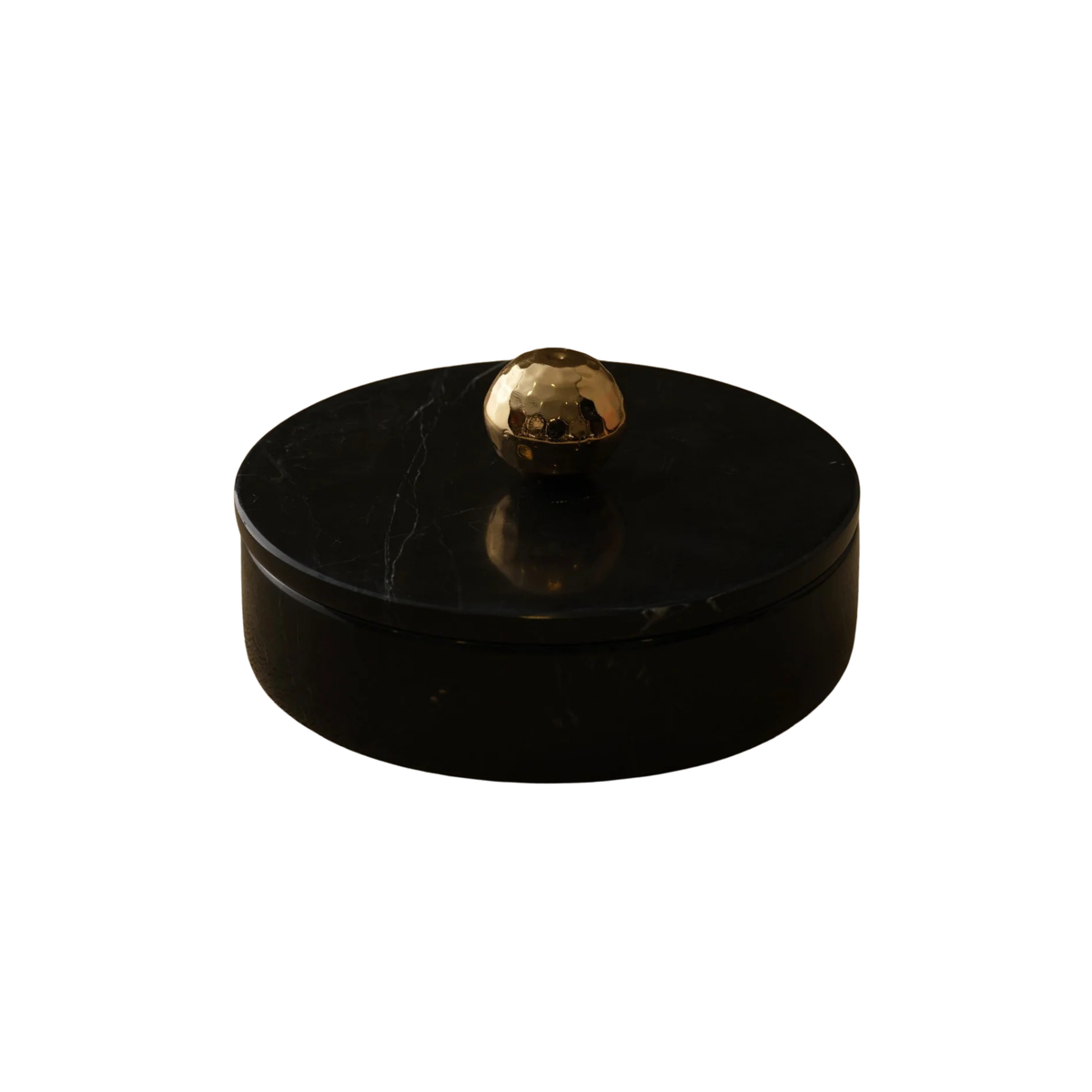 Black Marble Box with Brass Knob (One Piece)