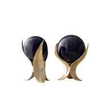 Feather Marble Spheres, Gold & Deep Blue (Set of 2)