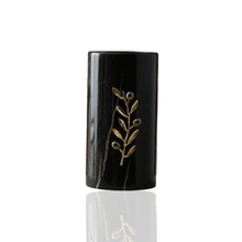 Black Marble Vase with Brass Olive Branch (One Piece)