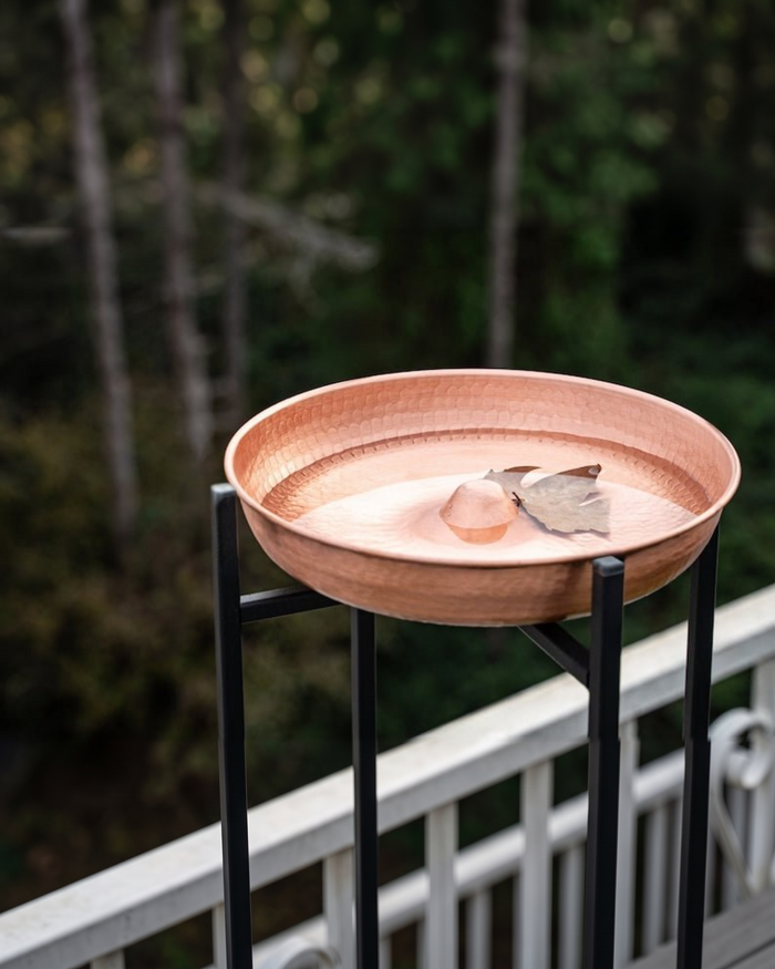 Handmade Solid Copper Bird Bath Bowl | Hammered 100% Pure Copper Bird Feeder | Copper Yard Art Ornament 10" x 10"
