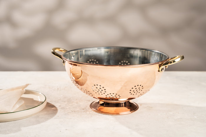 Solid Copper Colander with Tin Interior, 250 mm