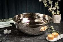 Handcrafted Hammered Copper Foot Soak Bowl – Silver Finish Ayurvedic Spa Basin