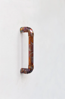 Handcrafted Rainbow Patina Copper Pipe Handle – Industrial Style Copper Drawer and Door Pulls