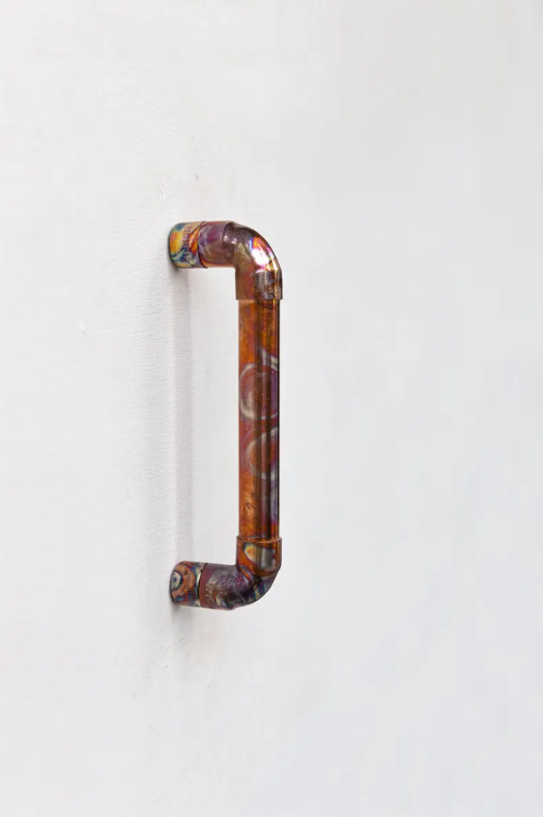 Handcrafted Rainbow Patina Copper Pipe Handle – Industrial Style Copper Drawer and Door Pulls