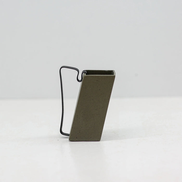 Hic Ceramics Khaki Rectangular Small Stoneware Mug with Removable Stainless Steel Handle