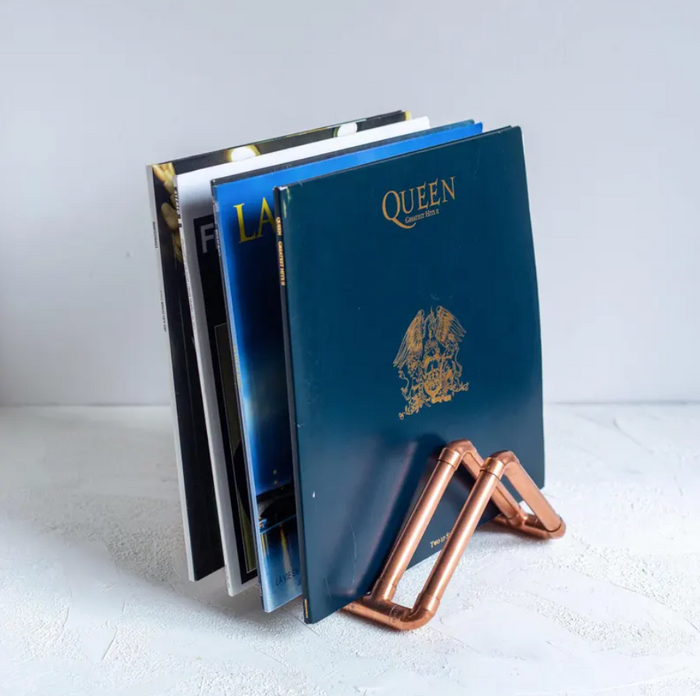Handcrafted Copper Vinyl Record Stand - Stylish Minimalist LP Holder