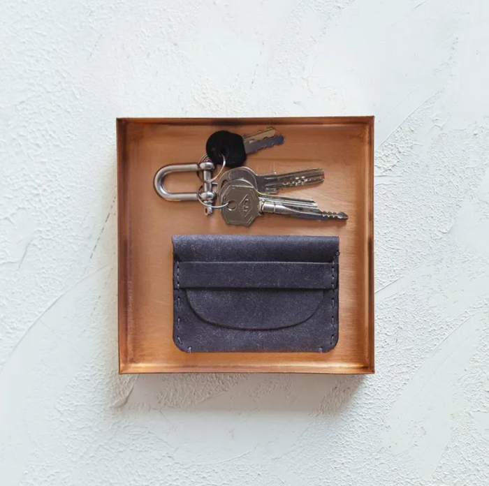 Handcrafted Brushed Copper Tray | Copper Small Key Wallet Holder Tray - Gift for Men